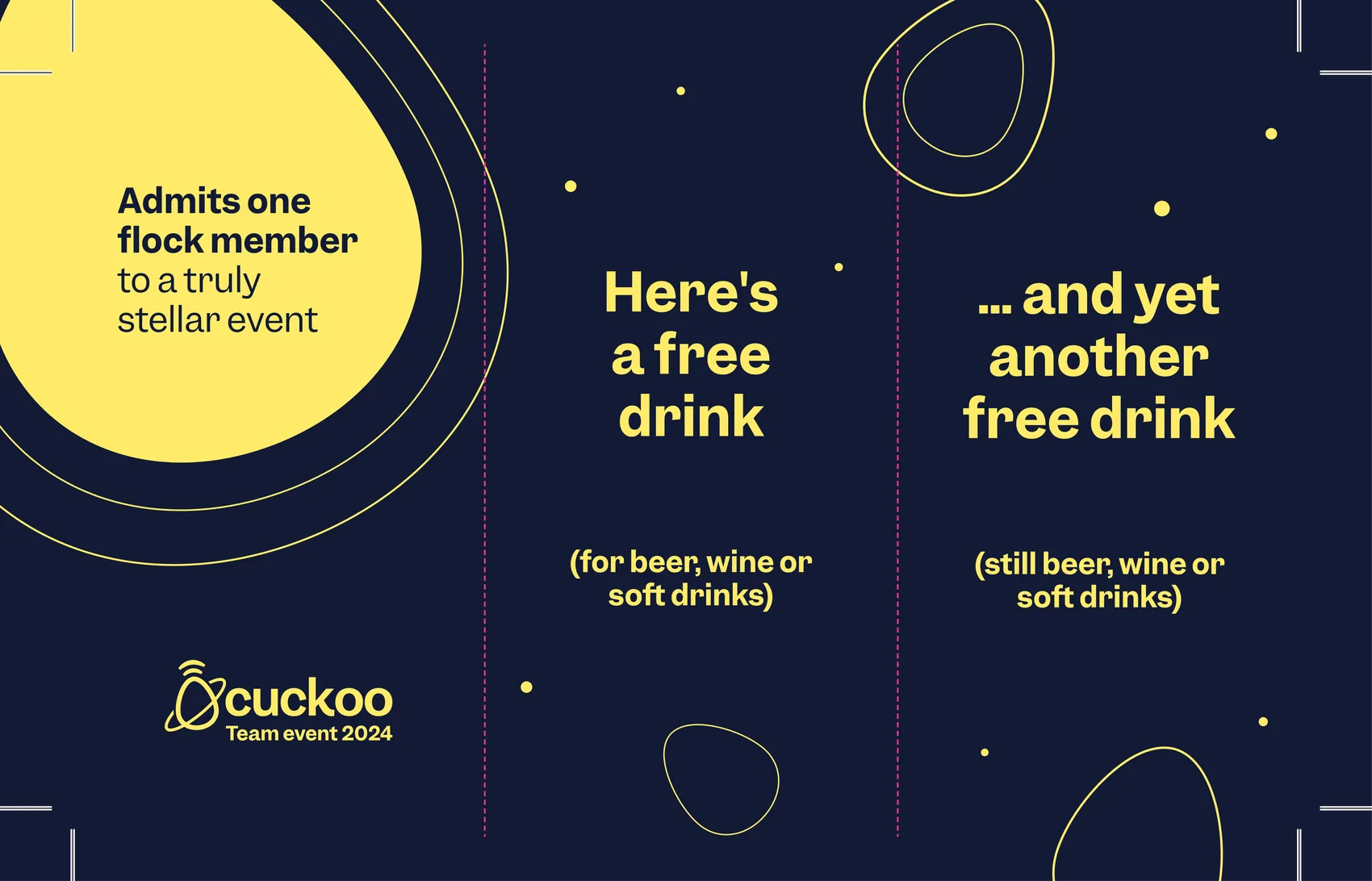 Cuckoo Star Wars event — branded drinks tickets, ‘Admits one flock member to a truly stellar event’