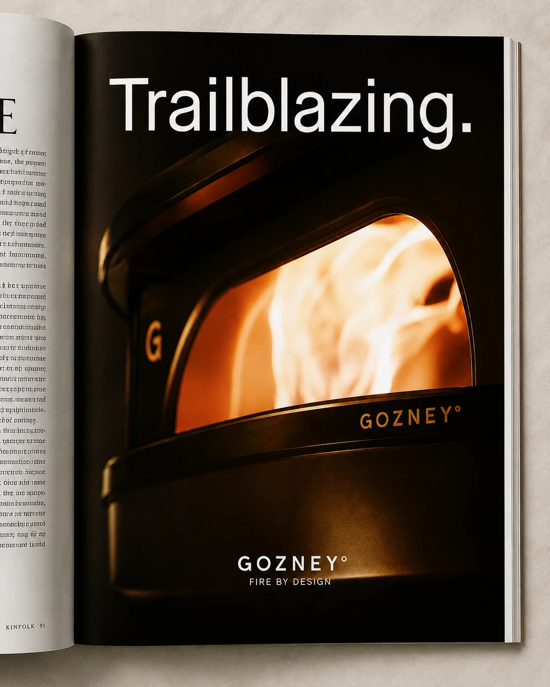 Gozney &lsquo;Trailblazing.&rsquo; magazine ad